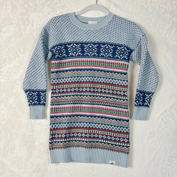 Hanna Andersson Other - Hanna Andersson Sweater Dress Kids 120 Blue Excellent‎ Fair Isle Nordic Knit
